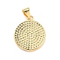 Brass Enamel Pendants, Cadmium Free & Lead Free, Long-lasting Plated, Flat Round, Real 18K Gold Plated