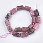Natural Rhodonite Beads Strands, Faceted, Column