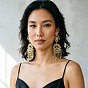 Alloy Rhinestone Chandelier Earrings for Women, Resin Stud Earrings, Tassel Earrings, Evil Eye