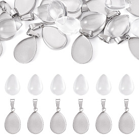 Наборы для изготовления подвесок в форме капли из нержавеющей стали своими руками, В комплект входят 304 шт. 16 оправы для подвесок-кабошонов из нержавеющей стали, 304 шт. Прозрачные стеклянные кабошоны
