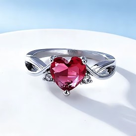 Кольца в форме сердца из сплава со стразами для женщин