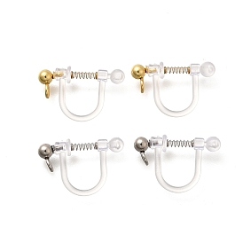 201 Stainless Steel Clip-on Earring Settings, with Plastic