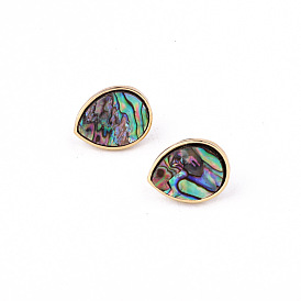 Chic Abalone Shell Earrings with Waterdrop Studs and Imitation Seashell Accents