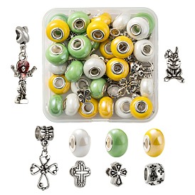 DIY Jewelry Making Kits for Easter, Including Handmade Porcelain European Beads, Alloy European Beads & Dangle Charms
