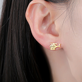 304 Stainless Steel Airplane Stud Earrings for Women