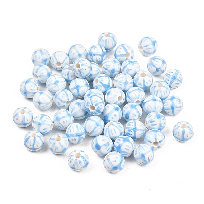 Фарфоровые бусины ручной работы, яркие глазированный фарфор, круглые