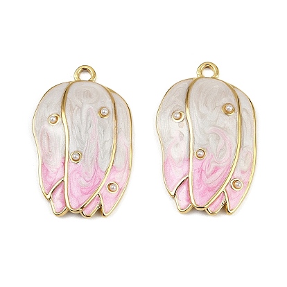 304 нержавеющей стальной эмали подвески, с абс пластмассовой имитационной жемчужиной, ионное покрытие (ip), , реальный 18 k позолоченный