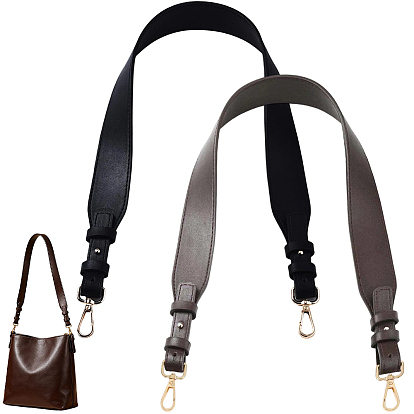 2Pcs 2 Colors PU Leather Bag Handles, with Alloy Lobster Clasp, for Bag Straps Replacement Accessories