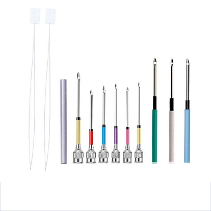 Stainless Steel Punch Embroidery Tool Kits, including Punch Needle Handle, Threader, Replacement Needle