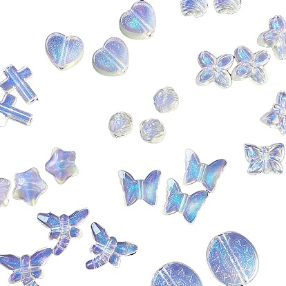 10 шт прозрачные акриловые бусины, с блеском порошок