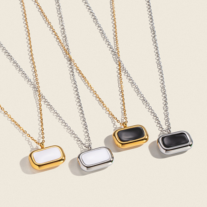 Минималистичные 304 прямоугольные ожерелья с эмалированными подвесками из нержавеющей стали для женщин