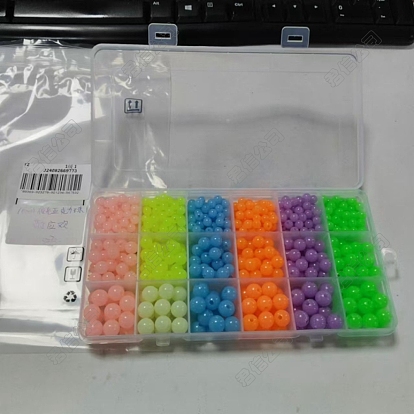 702pcs 18 style leuchtende Acrylperlen, Leuchten im Dunkeln, Runde