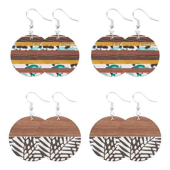 Наборы для изготовления сережек diy, в том числе 8 шт. 2 узоры плоские круглые подвески из смолы и ореха, 20 шт. Латунные крючки для сережек и 20 шт. Железные прыгуны