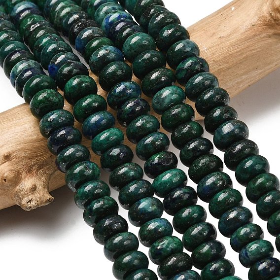 Натуральные бусы из хризоколлы и лазурита, рондель, окрашенные