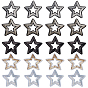 20Pcs 5 Colors Polyester with Plastic Paillette Sew On Patches, Cloth Appliques, Star