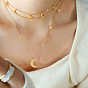 Romantic Double-layered Star and Moon Pendant Necklace Set for Women