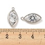 Brass Micro Pave Cubic Zirconia Pendants, Long-Lasting Plated, Horse Eye