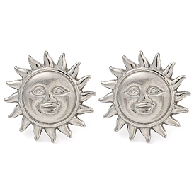 304 Stainless Steel Ear Stud Earrings, Sun