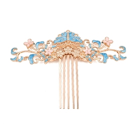 Alloy with Iron Hair Fork Findings, Flower, with Enamel, for DIY Jewelry Accessorie