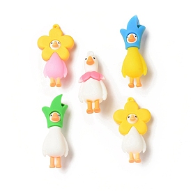 Opaque Resin Cute Duck Big Pendants, Duck Doll Charms