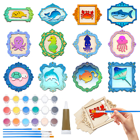 Diy colgantes haciendo kits, incluyendo juegos de pintura de madera contrachapada sin acabado, plástico con botes de pintura de emulsión acrílica en tiras, f- 6000 pegamento adhesivo de viscosidad media