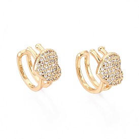 Латунные серьги-манжеты из прозрачного кубического циркония, сердце