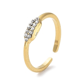 Открытое кольцо-манжета с шестигранным кристаллом и стразами, 304 перстень из нержавеющей стали