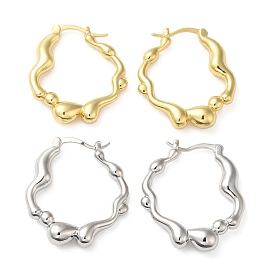 Rack Plating Brass Hoop Earrings for Women, Lead Free & Cadmium Free, Long-Lasting Plated