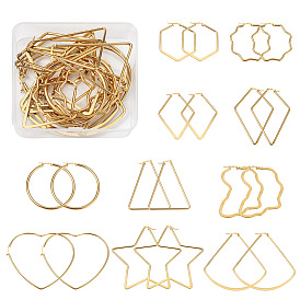 10 пары 10 стили 201 & 304 большие серьги-кольца из нержавеющей стали, гипоаллергенные серьги, разнообразные