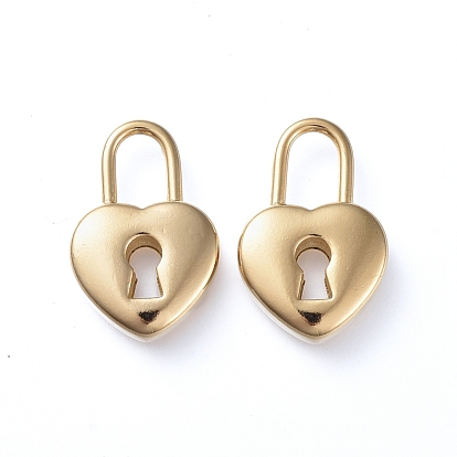 Ion Plating(IP) 304 Stainless Steel Pendants, Heart Lock