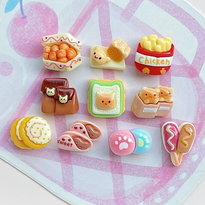 Непрозрачные кабошоны из смолы, имитация еды, разнообразные