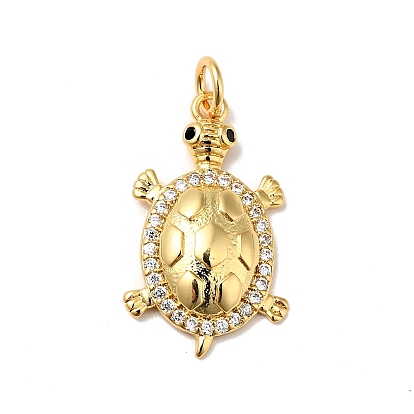 Placage de crémaillère en laiton micro pavé pendentifs en zircone cubique claire, sans cadmium et sans nickel et sans plomb, tortue