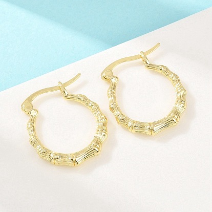 Латунные серьги обруча, бамбук