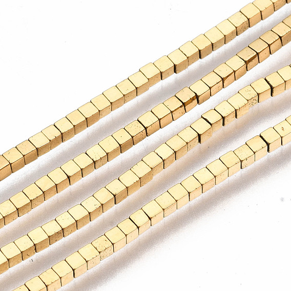 Electroplate Non-magnetic Synthetic Hematite Beads Strands, Cube