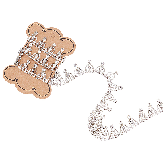 Brass Glass Rhinestone Cup Chains, Brass Strass Chains, with Card Paper