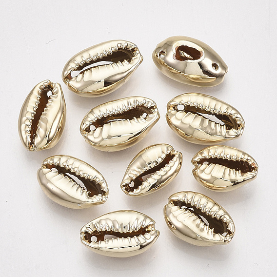 UV Plated Freshwater Shell Links Connectors, Cowrie Shell