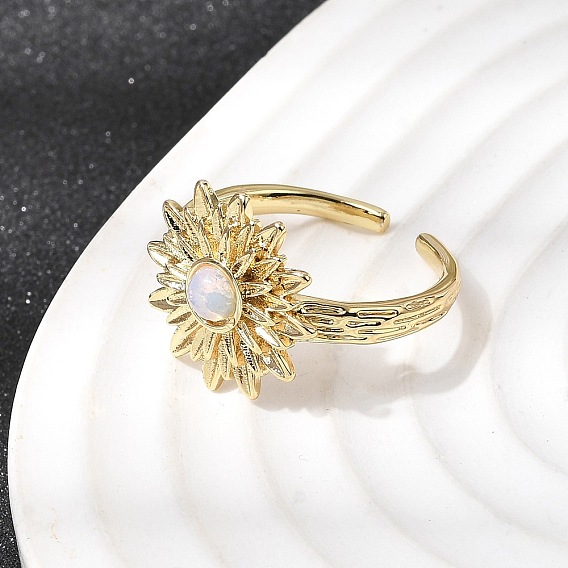 Кольца-манжеты из латуни и смолы для женщин, солнечные открытые кольца