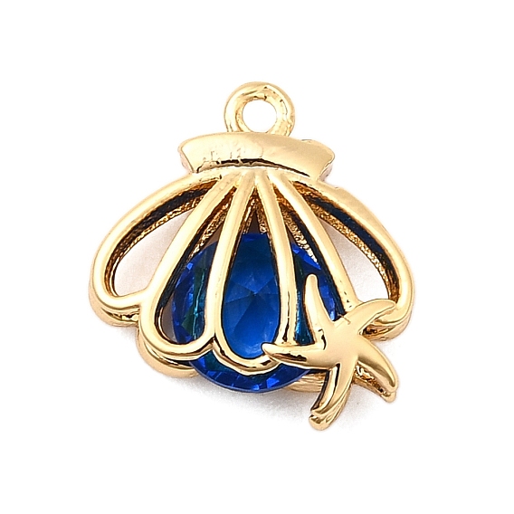 Латунь стекло амулеты, подвеска в форме ракушки и морской звезды, без никеля 