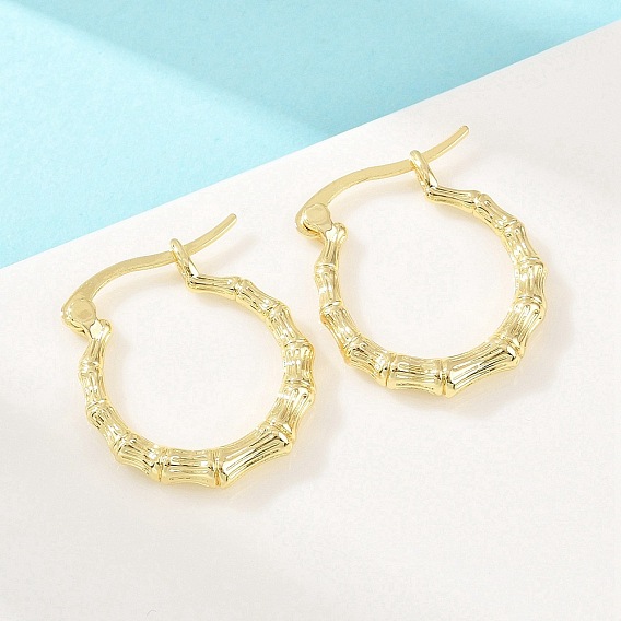 Латунные серьги обруча, бамбук