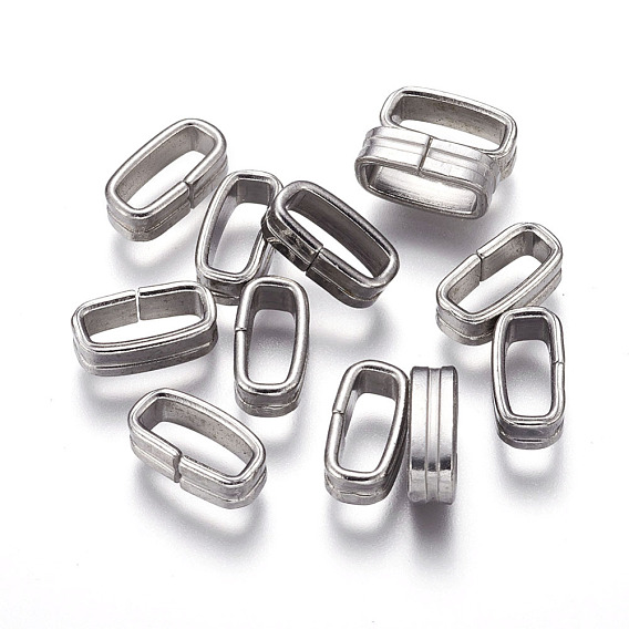 304 Stainless Steel Rings, Buckle Clasps, Rectangle