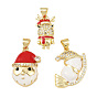 Рождественские латунные эмалевые подвески с микропаве из кубических цирконий, золотые