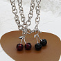 Cherry Pendant Chunky Chain Necklace - Vintage, Lock Collar, Gothic, Statement.