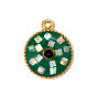 304 нержавеющей стальной эмали подвески, плоский круглый шарм, с оболочкой, ионное покрытие (ip), долговечный, реальный 18 k позолоченный