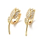 Clear Cubic Zirconia Tulip Hoop Earrings, Brass Jewelry for Women, Cadmium Free & Nickel Free & Lead Free