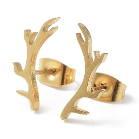 304 Stainless Steel Stud Earrings, Deer Antler