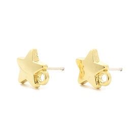 Alloy Stud Earrings Findings, with 925 Sterling Silver Pins and Loops, Star