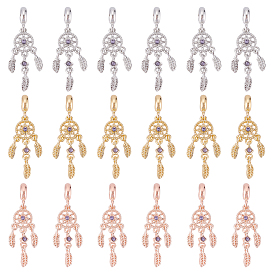 18шт. 3 цвета стойка покрытие сплав европейские подвески, танзанита горный хрусталь, бусины с большим отверстием, тканая сеть / паутина с пером