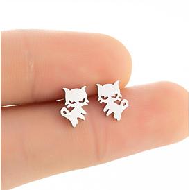 Cute Stainless Steel Cat Ear Jewelry - Fashionable Pet Cat Ear Studs.