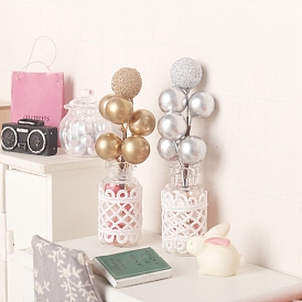 Рождественские пластиковые растения миниатюрные украшения, для садовых кукольных домиков, круглые