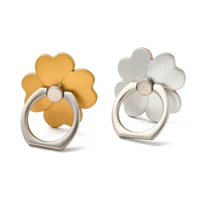 Zinc Alloy Clover Cell Phone Holder Stand Findings, Rotation Finger Grip Ring Kickstand Settings